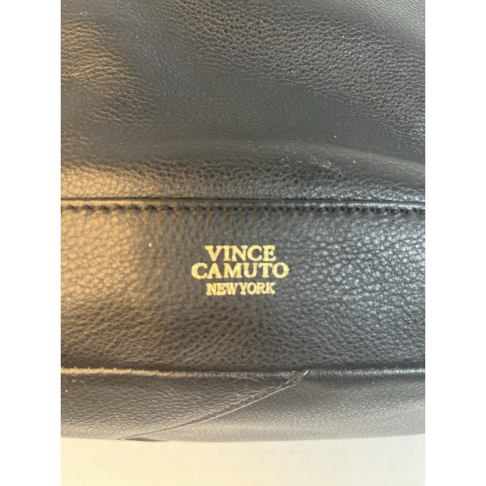 Vince Camuto Women's Madox Backpack Black Leather Metallic Gold Logo Travel Bag - Picture 6 of 11